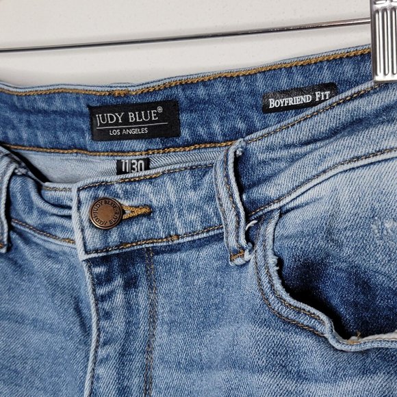 Judy Blue 11 / 30 Boyfriend‎ Fit Distressed Destroyed Medium Wash Blue Jeans - Picture 5 of 6